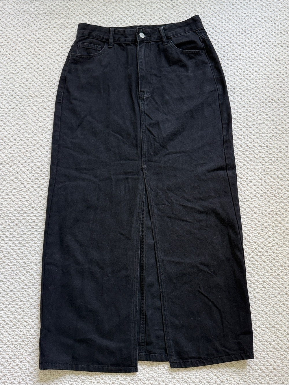 SHEIN Black Maxi Skirt with Front Slit